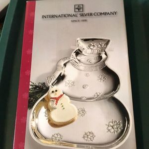Silver plated snowman triple divided server